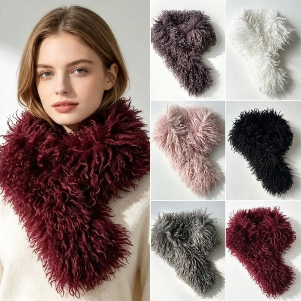 Soft Thicken Imitation Wool Scarf Neck Protection Solid Color Women's Scarf Keep Warm Winter Scarf Winter