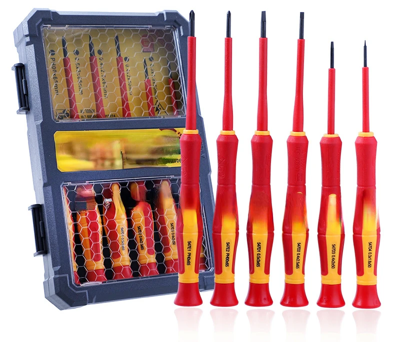 6 Piece Insulated Screwdriver Set 1000V Precision Phillips Slotted Screwdriver Multifunctional Electrician Tools