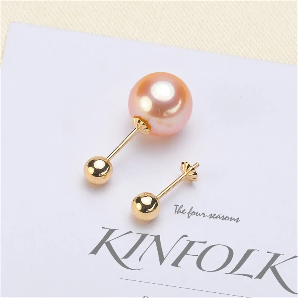 

DIY Pearl Accessories G18K Gold Pearl Earrings Empty Support Simple Spiral Earrings Empty Support 8-12mm Beads G247