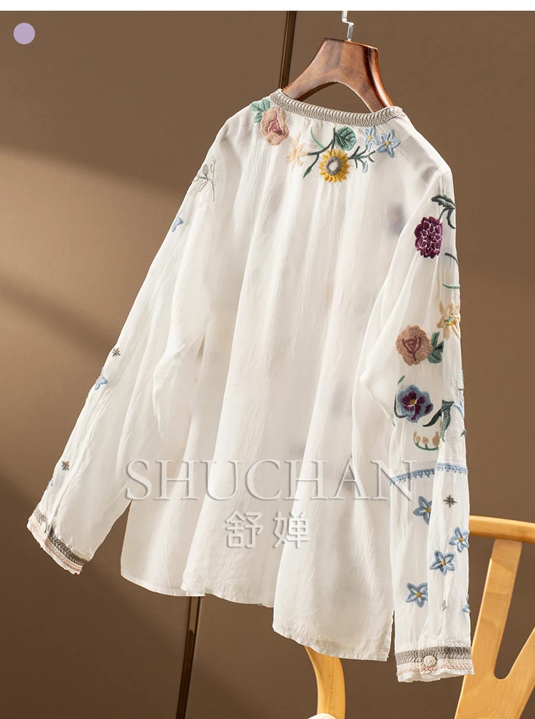 Sweet Garden, Beauty Luxury Heavy Industry Embroidery Hazy Long-sleeved Sunscreen Shirt Women 1Y21