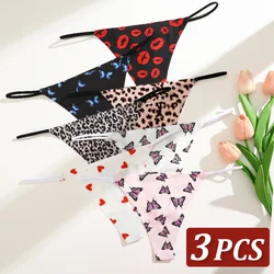 3PCS Women Seamless Leopard Butterfly Panties Sexy Ultra-thin Briefs Female Ice Silk No Trace Underwear Low Rise Soft Lingerie