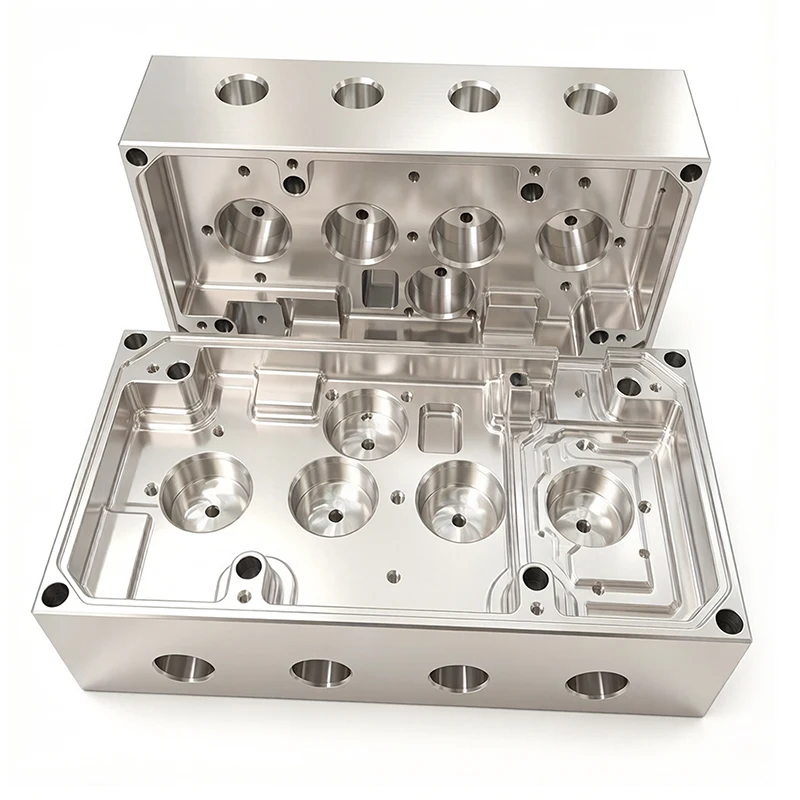 Precision 5-Axis CNC Machining Stainless Steel Mold Housing, Mirror Polished Custom Multi-Cavity Mold Frame Parts