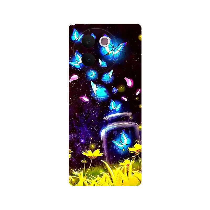 For Vivo V30e Case V2339 Black Silicone Bumper Butterfly TPU Soft Back Cover For Vivo V 30e 5G Case VivoV30E Shockproof Shell