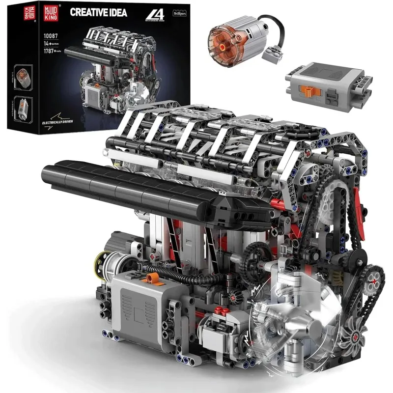 10087 L4 Engine Model 1787pcs MOC System Assembly Bricks Creative DIY Vehicle Internal Component Series Boys Holiday Gift Toy