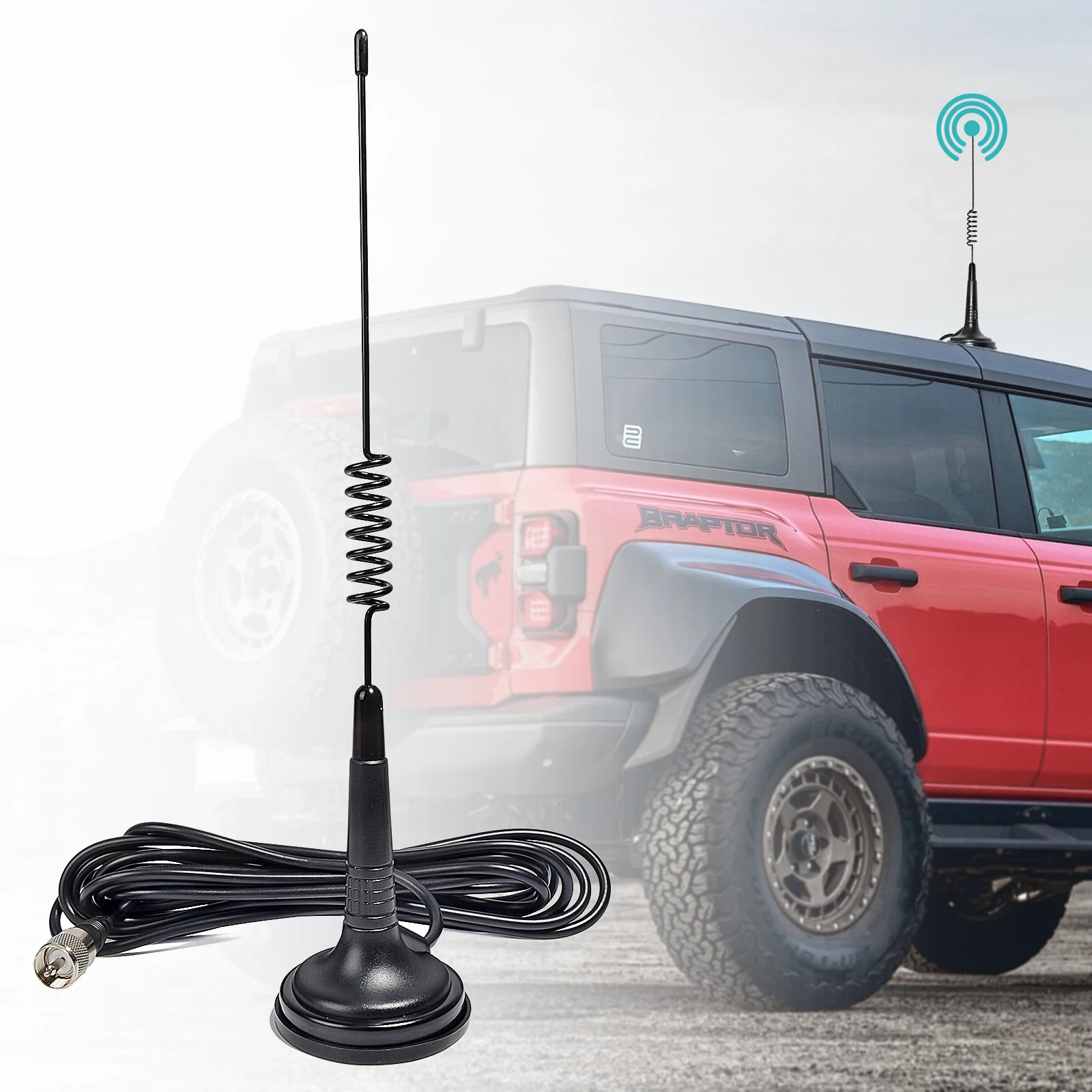 

27MHz Radio Antenna Magnetic Mount PL259 Connector with Magnet Base Low Loss RG58 Coaxial Cable for CB Handheld/Portable Radio