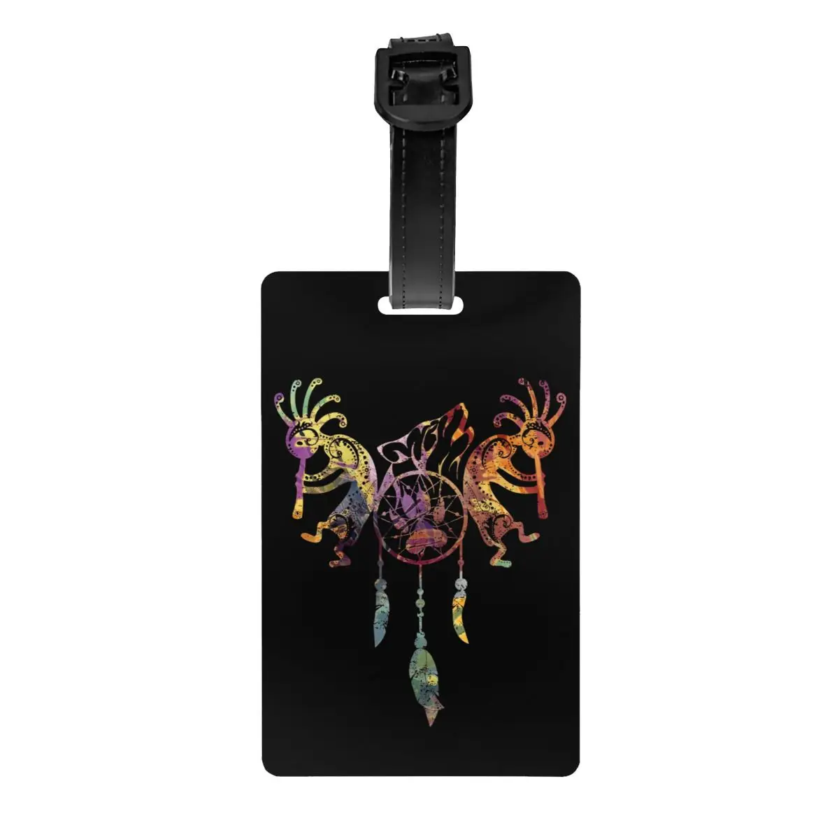 

Изготовленная на заказ багажная бирка Kokopelli в африканском племени для индейцев для чемоданов, модные багажные бирки, идентификационная этикетка с обложкой для конфиденциальности