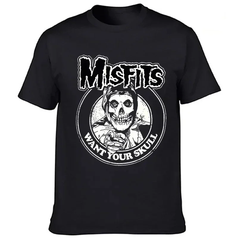 Want Your Skulls Hallowmas Tee Casual Streetwear Camisetas Misfits Americ An Psycho Punk Rock Band Danzig Sa Mhain T Shirt I