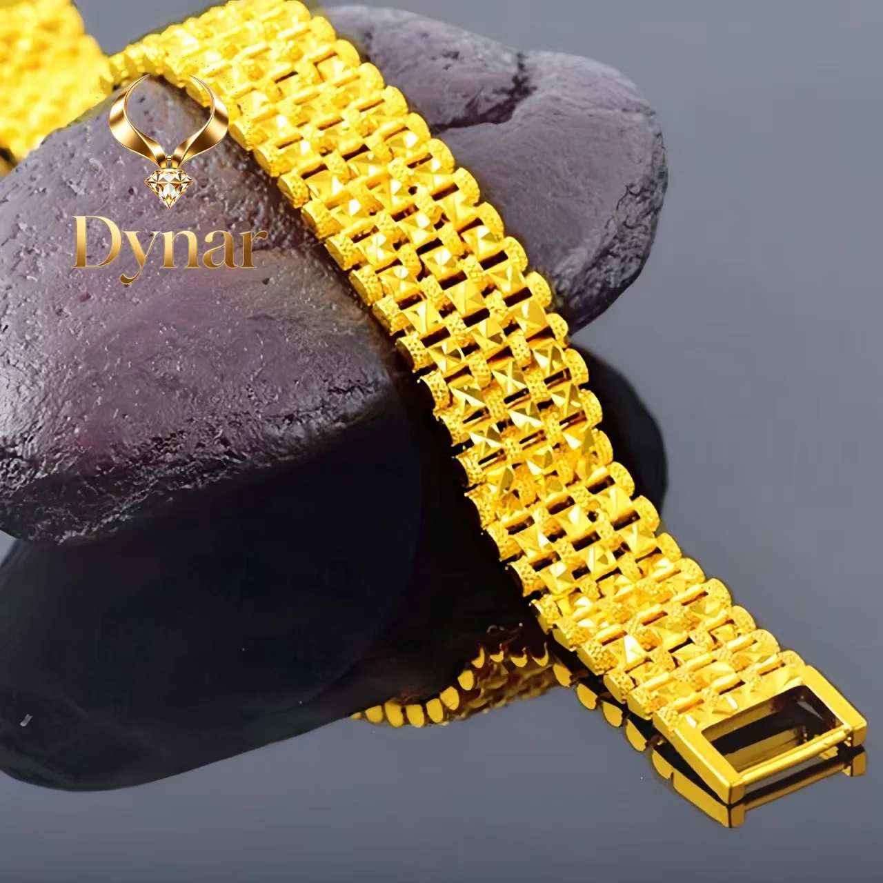Dynar Jewelry    Luxury 24K 9999 Pure Gold real gold Three-row watch chain men's fashion generous bracelet