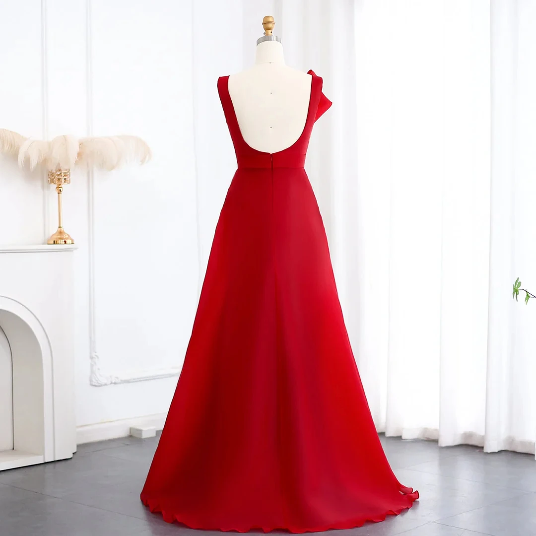 Women's Sleeveless Long Evening Dress A-Line Wedding Guest Dress Ruched Floor Length Dress Formal Party Gowns Customized image 6