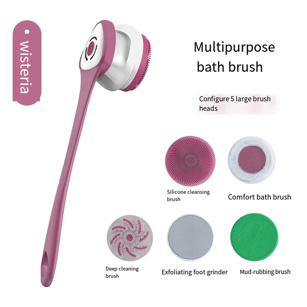 Silicone Exfoliating Cleaning Brush Electric Shower Brush Back Body Shower Sponge Scrub Brush Waterproof Bathroom Accessories