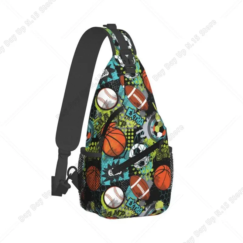 Fashion Baseball Basketball Football Pattern Sling Bags for Traveling Men Chest Crossbody Backpack Shoulder Daypack