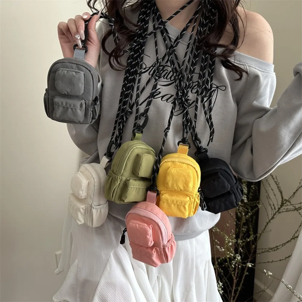 Nylonowa torebka na szyję w stylu koreańskim, wielofunkcyjna smycz, torba crossbody, hip-hopowy mini portfel, etui na szminkę i słuchawki dla dziewczyn.