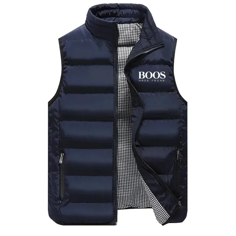 High Quality Coats Vest Jacket Men's Fall and Winter Casual Comfortable Sleeveless Solid Color Thickened Cotton Jacket