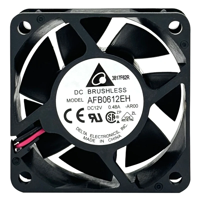 for AFB0612EH 12V 0.48A 6800RPM 38.35CFM 60X60X25MM 2-Wire Cooling Fan