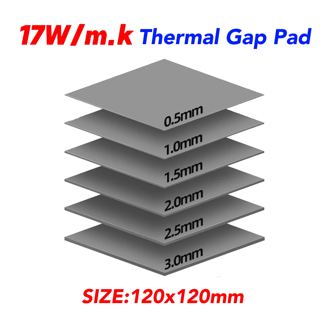 

120X120 м, 17 Вт/мК, термопрокладка, высокая теплопроводность, радиатор процессора, охлаждение, проводящая силиконовая прокладка, термопрокладки