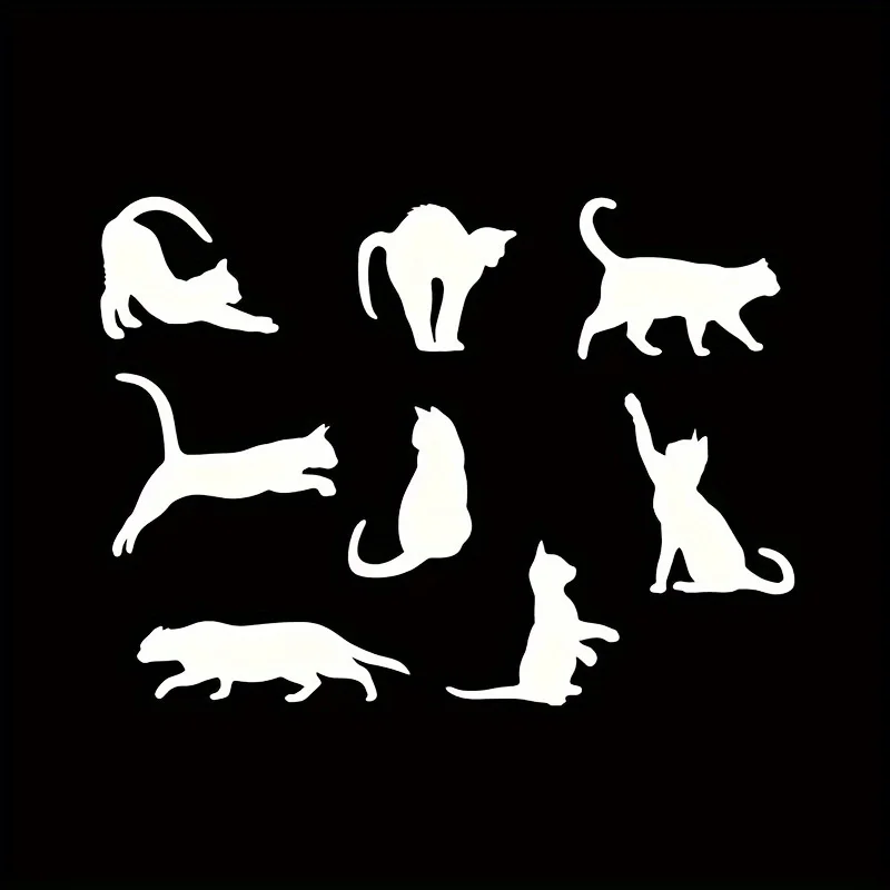 1Sheet Multiple Cat Silhouette Vinyl Stickers, Cute Pet Decals for Car Window, Bumper & Body Decoration