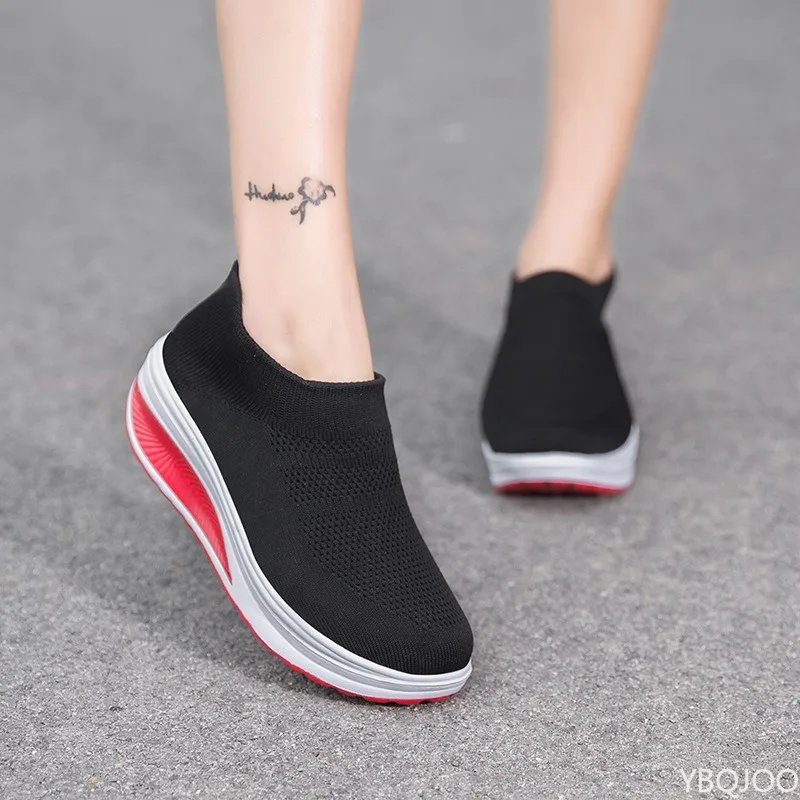 Весенне-осенняя модная новая женская обувь большого размера на толстой подошве, увеличивающая рост, повседневная спортивная женская обувь на на наклонном каблуке