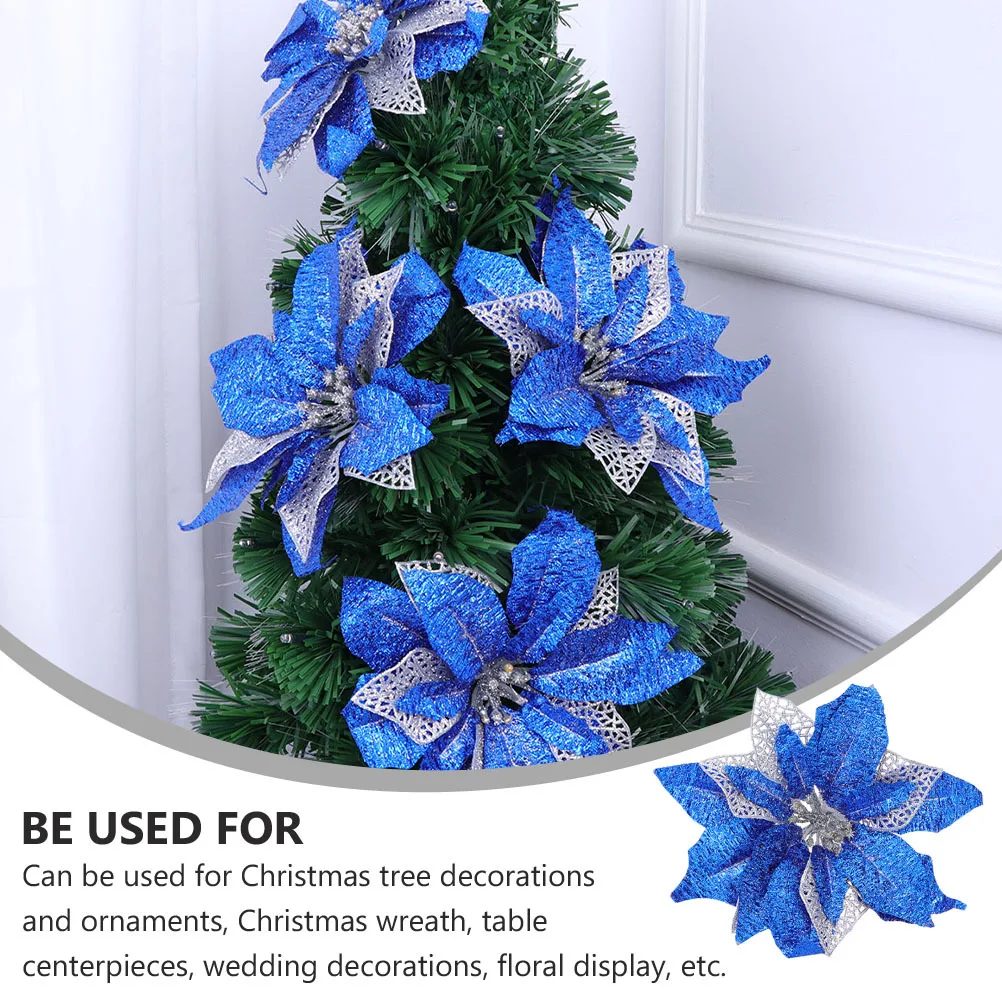 

5 Pcs Flower Decorations Xmas Ornaments Floral Artificial Flowers Red Christmas