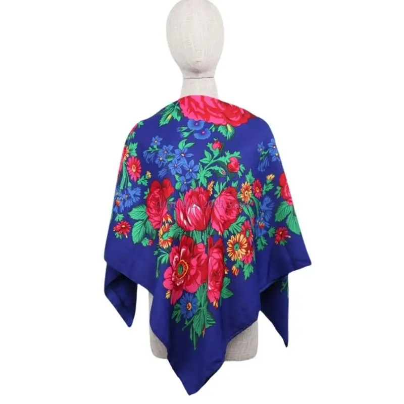 49ME Multifunctional Tassels Trimmed Shawl Scarf Flower Pattern Light weight For Spring Fall Winter Outfits Daily Fashion