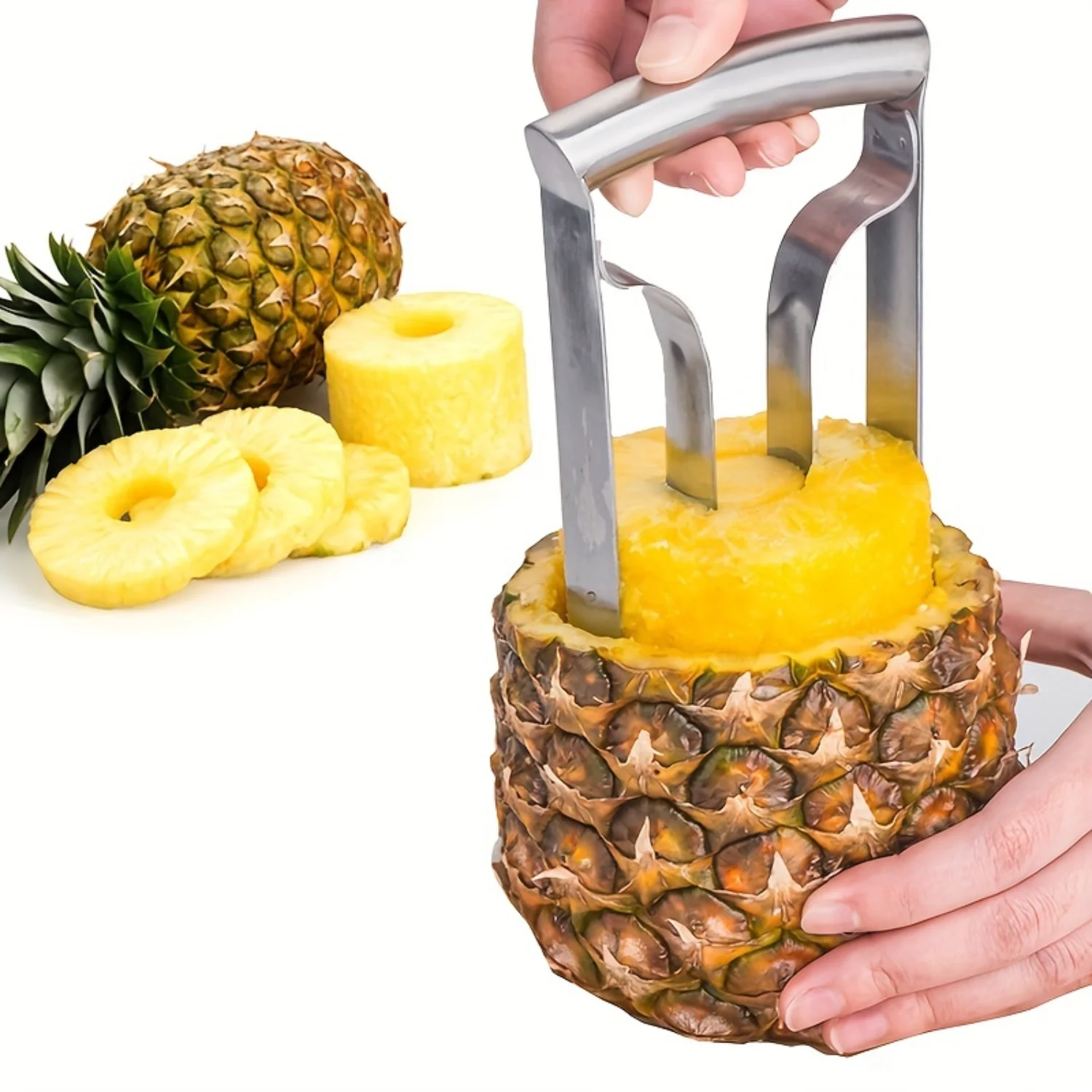 Steel Pineapple Corer & Slicer - Easy Eye Remover And Peeler, Perfect For Home And Commercial Use