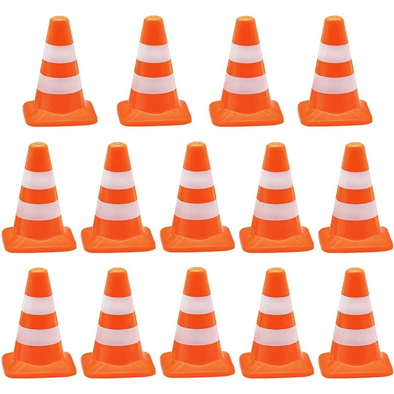 14 Pieces Mini Triangle Cone Mini Simulation Safety Cone Triangle Cone Road Parking Signs Roadblock, Small Signs