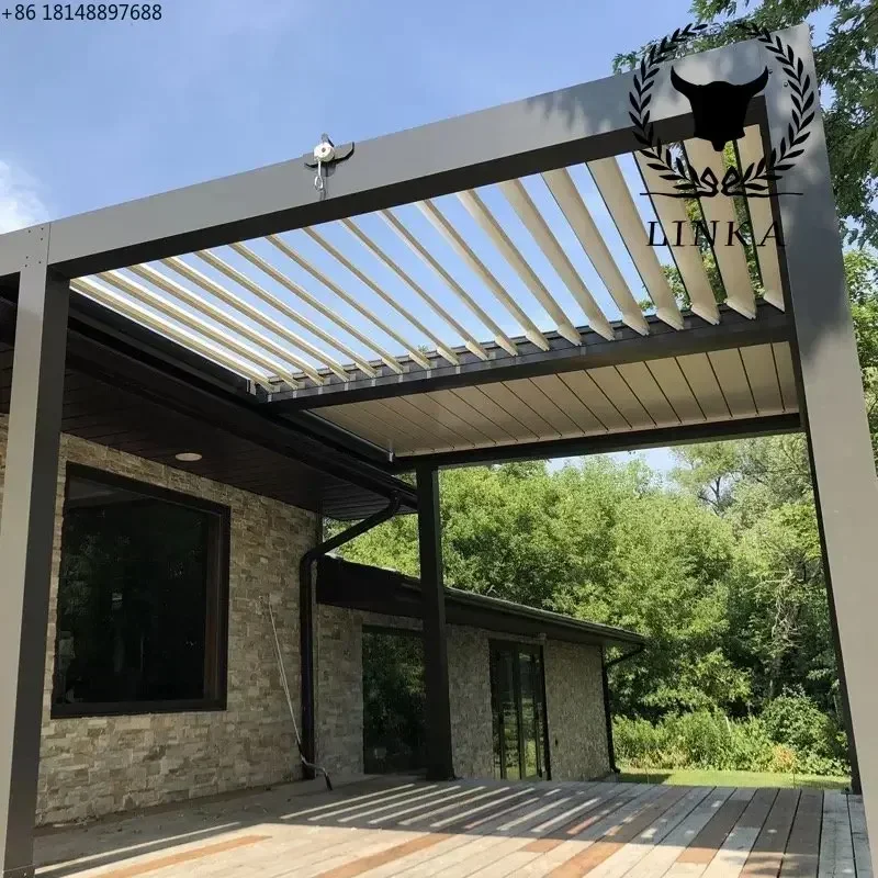 

Service-oriented Pergolas Outdoor Used for 10 Years Outdoor Bioclimatic Aluminium Gazebo Pergola Waterproof Louver Roof Pergola