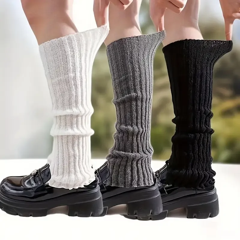 1/3/5/10Pairs JK Style Striped Knit Legwarmers for Autumn and Winter Cold Weather Fashionable Ins Leg Warmers