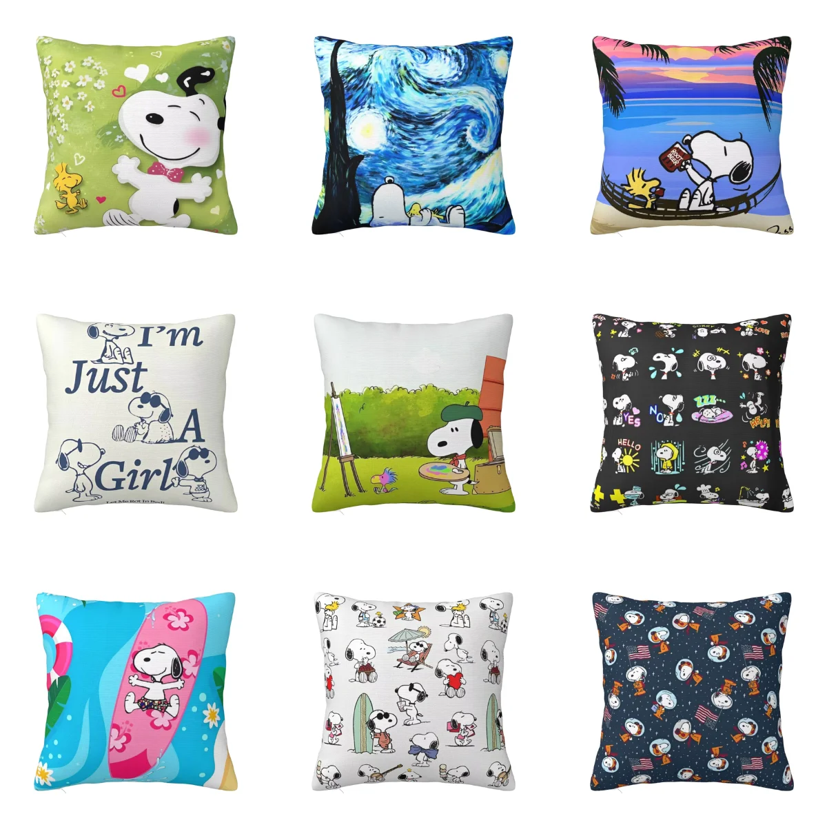 Pillow Cover Snoopy Graphic Cushion Cover Miniso Vintage Pillow Case For Sofa Bedroom Home Decor Pillowcases