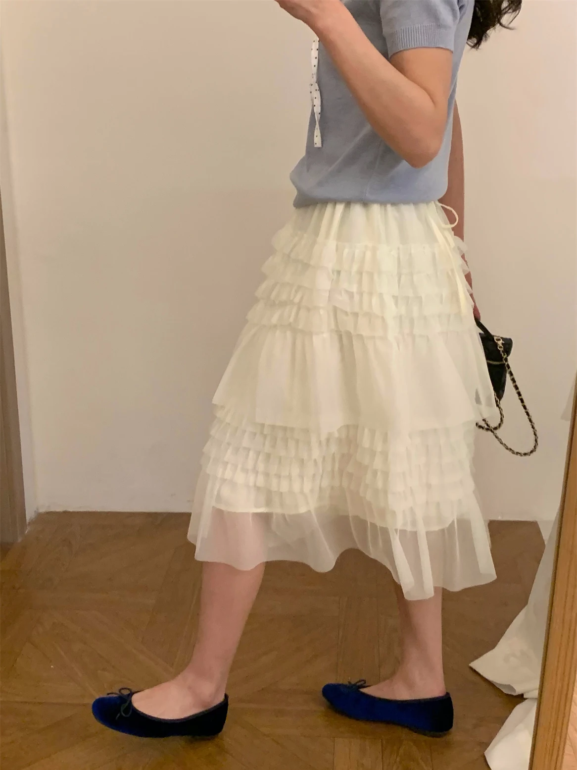 

Gentle Korean Style Six-Tier Cake Skirt Women's Spring 2026 New Design Sensation Mesh Draped Slimming Long Skirt