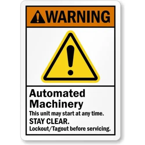 Automated Machinery Stay Clear Aluminum Weatherproof Sign p973