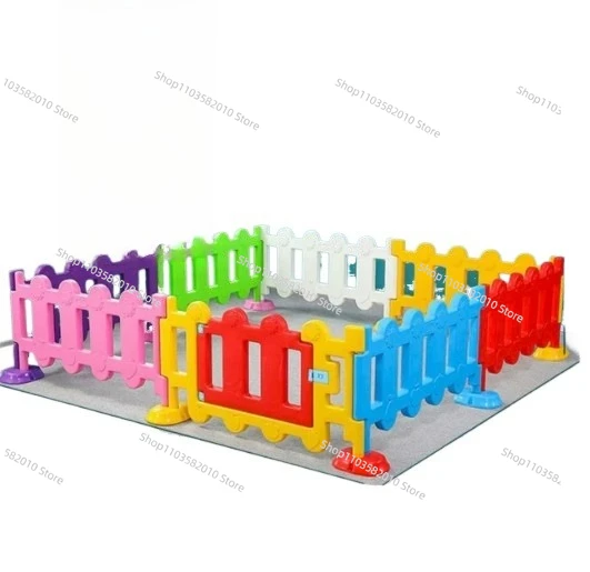 Outdoor plastic white fence backyard soft play macaron color indoor playground children soft play fence door cheap wholesale