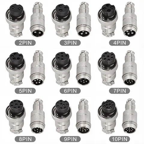 5PCS Male-Female Connector GX16 Aviation Socket Coupler 2/3/4/5/6/7/8/9 Core Pin Electric Cable Butt Mobile Type