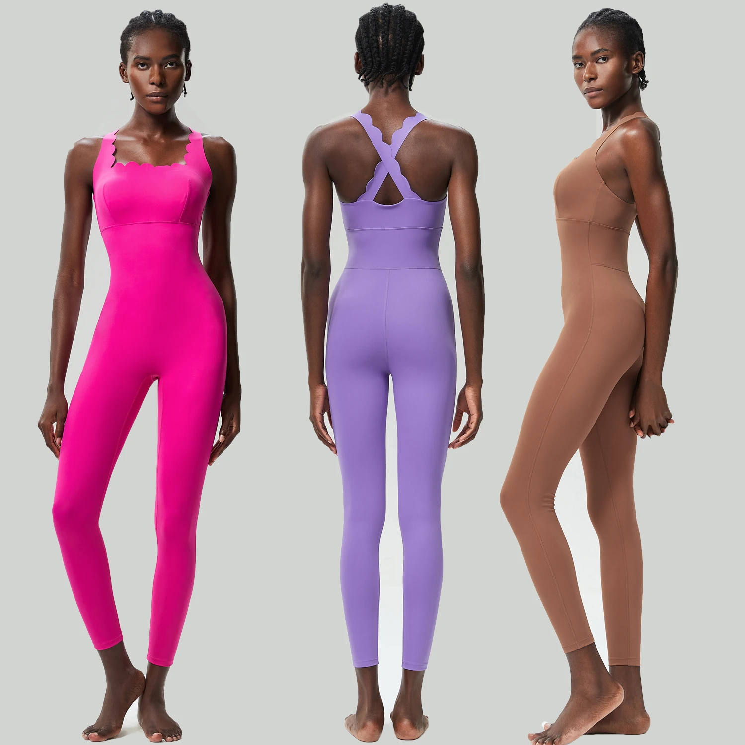 Women One Piece Fitness Yoga Set Solid Color Gym Bodysuit Super Streth Slim Fit Running Sportswear Breathable Workout Clothes