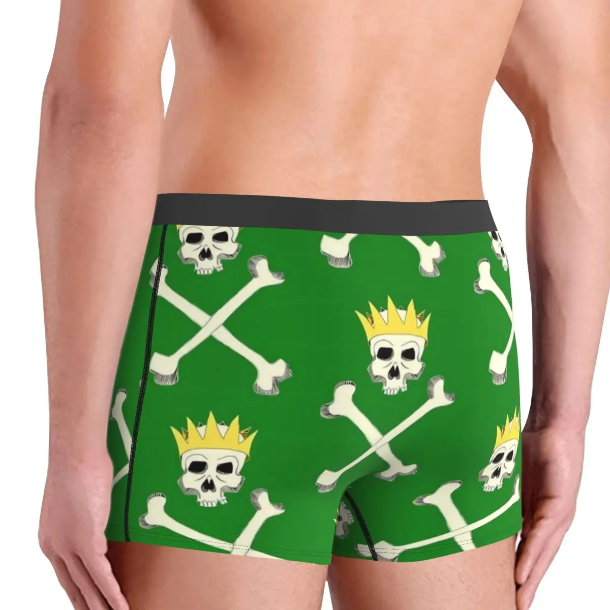 Gold Crown Skull Underwear Crossbones Printed Trunk High Quality Men Panties Cute Boxer Brief Birthday Present