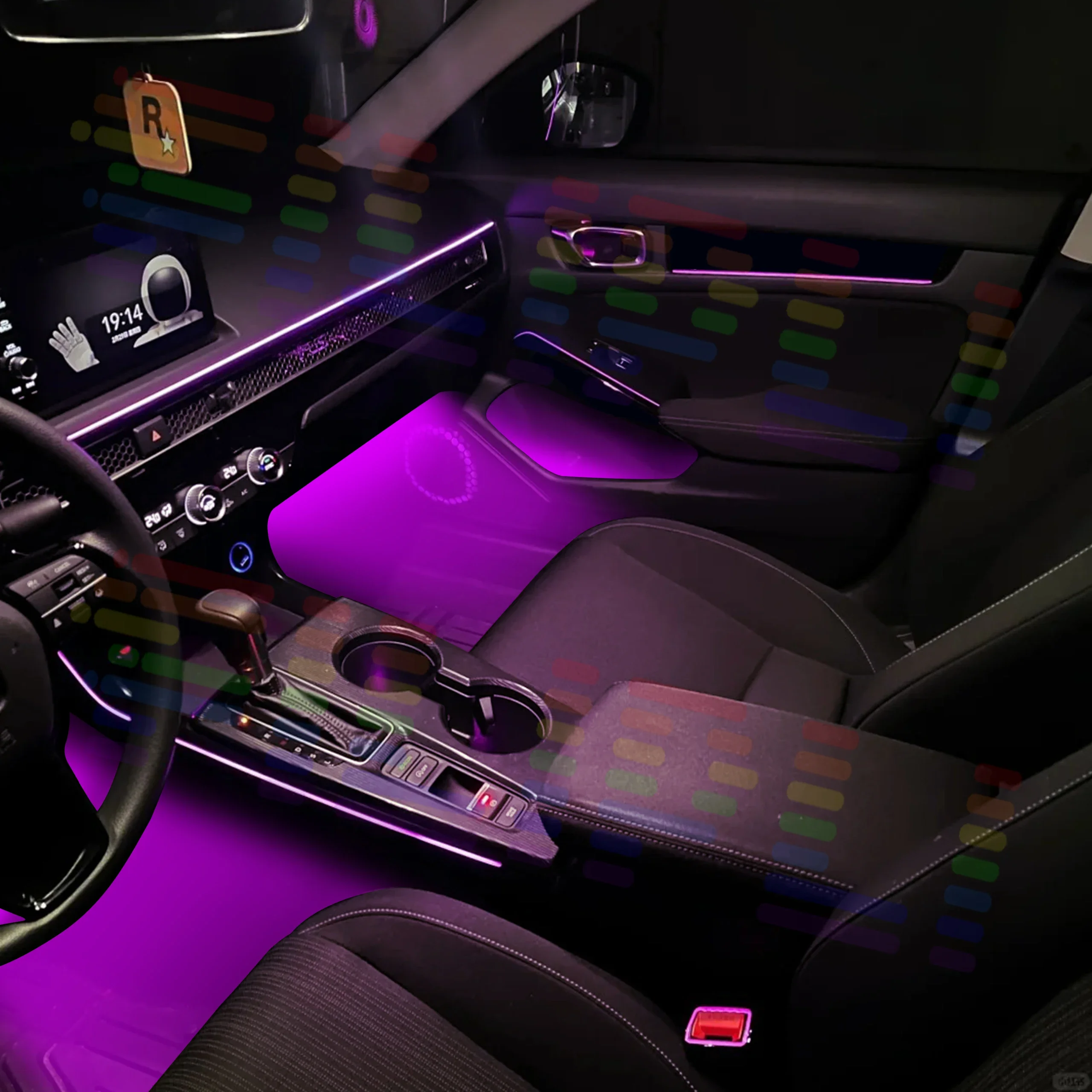 لهوندا سيفيك 11th Gen 2024-2025 الاكريليك LED أضواء المحيطة APP التحكم لتقوم بها بنفسك الألوان RGB سيمفونية تأثيرات جو مصباح #5