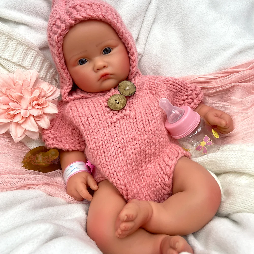 Blue Eyes Newborn Doll 18Inch Realistic Lifelike Weighted Girl Silicone Newborn Reborn Doll Take Bath Baby Toys For Kid'S Gift