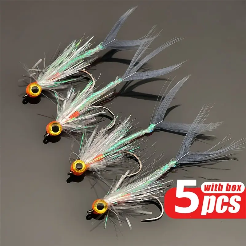 Baitfish Streamer Flies-5 Pack-Perfect For Freshwater& Saltwater Fly Fishing Ideal-[AA85 Bfdd]