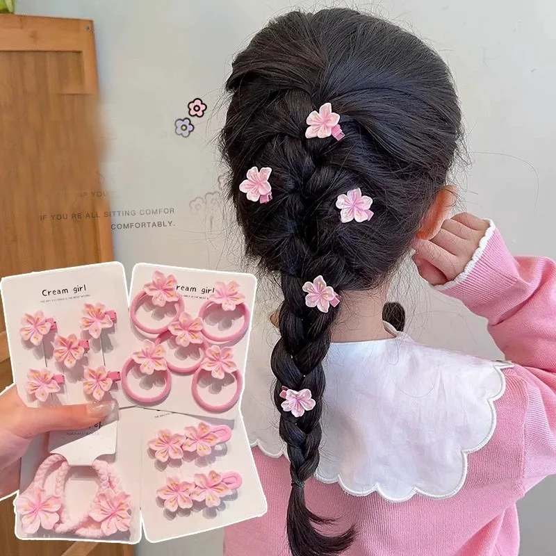 2/5pcs Sweet Super Immortal Pink Mini Sakura Hair Clips For Women Cute Lovely Korean Style Hairpin Daily Party Hair Accessories