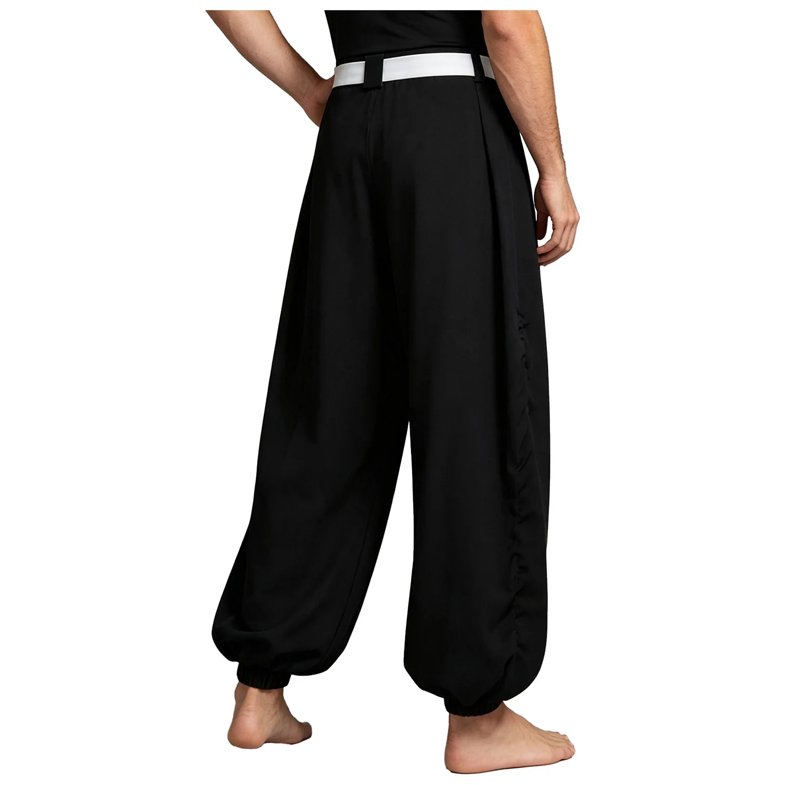 Mens Arab Prince Harem Pants Buttons Zipper Fly Pleats Bloomers Trousers with Belt for Cosplay Party Convention and Photo Shoot