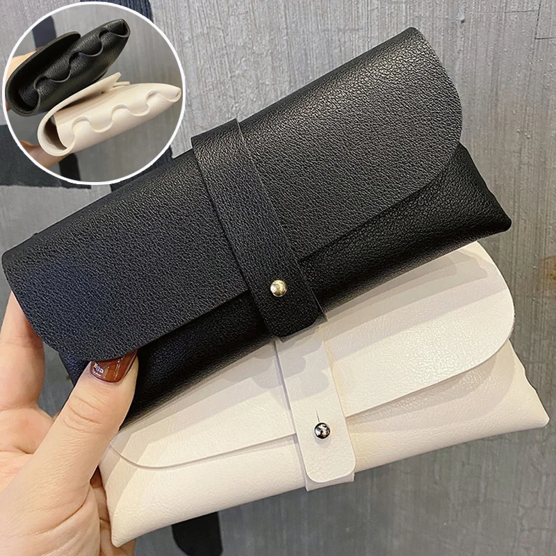 Estuche de gafas de cuero suave para mujer, caja de gafas de sol portátil, bolsa de accesorios, caja de gafas de sol, moda