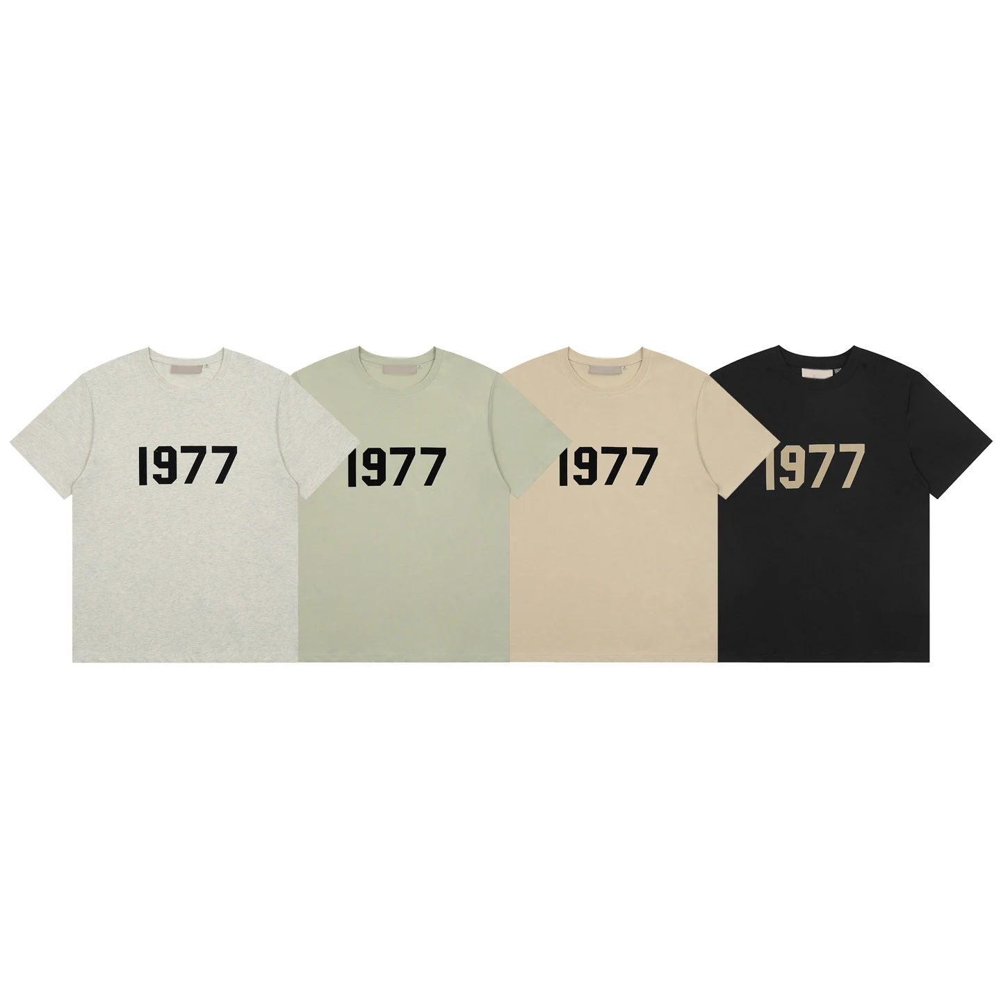 

High street men's and women's casual sports short-sleeved shirts and shorts in groups of 1977 flocked letters, ESS suit T-shirts
