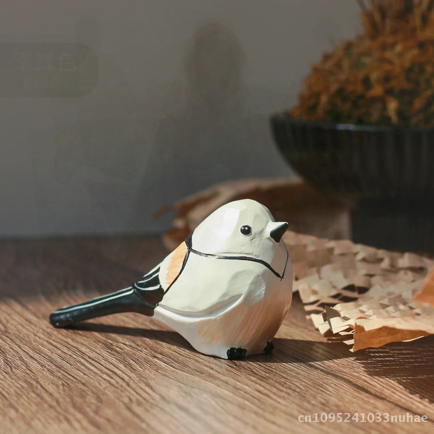

Handmade Resin Fat Joo Bird Ornament Cute Long-Tailed Tit for Garden Courtyard Decoration Chirping Little Bird Home Decor