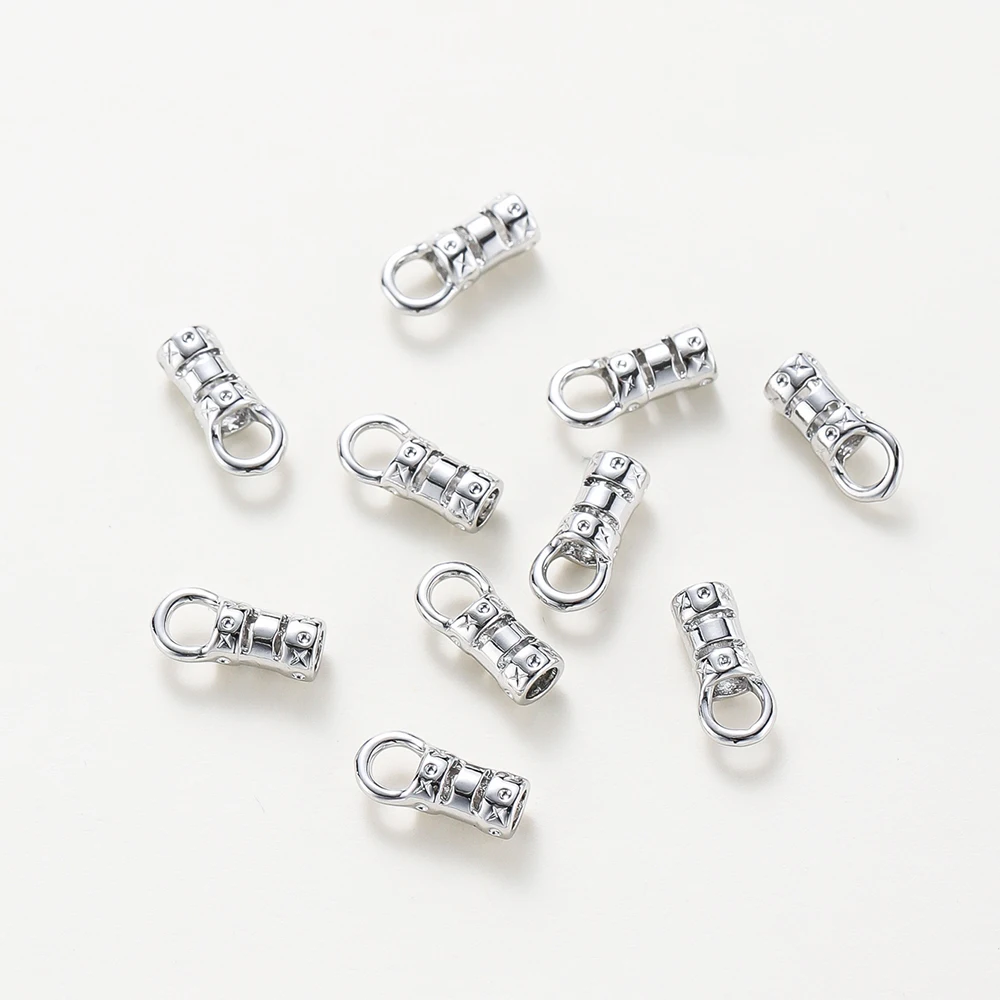 10 Stück Messing 18 Karat vergoldete Crimp-End kappen mit Schlaufen schnur rohr Zylindern den Kappe für Leders chnüre und Ketten DIY Schmuck herstellung – Detail 4