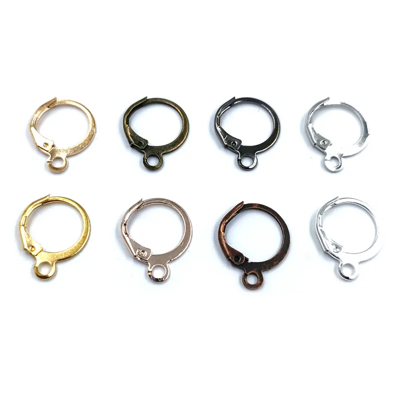 20Pcs/lot 13*16mm Alloy Golden Slivery Earrings Hooks Round Earring Post Jump Ring for DIY Jewelry Making Findings