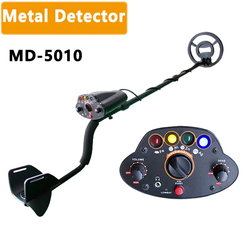 

Underground Metal Detector MD-5010 with 8" Waterproof Search Coil LED Lights High Accurancy Sensitivity Pinpointer Hunter Tool