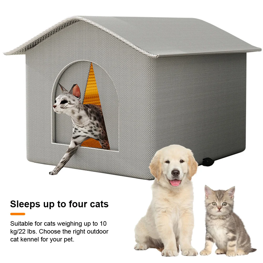 مأوى القطط الحديدي المقاوم للطقس، مأوى القطط الضالة، كهف القطط لفصل الشتاء، سرير خيمة الحيوانات البرية #3