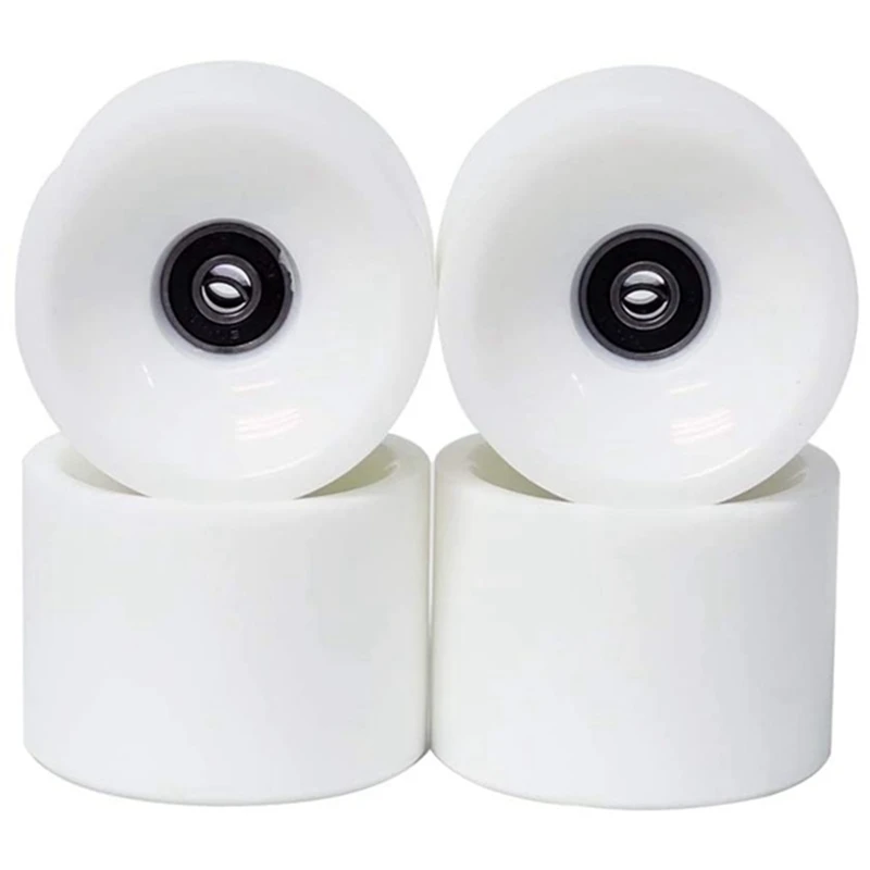 Set of 4 Wheels 70mm 78A Offset Hub Solid Longboard Wheels with ABEC 9 Black Bearing Smooth Longboarding Wheels,White