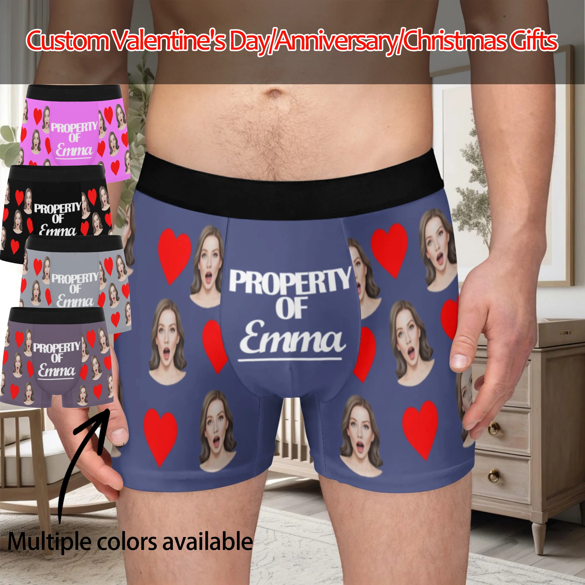 Personalized Face Photo Underwear Custom Boxer Briefs Custom Men Valentine's Day Gift For Husband Anniversary Gift for Dad