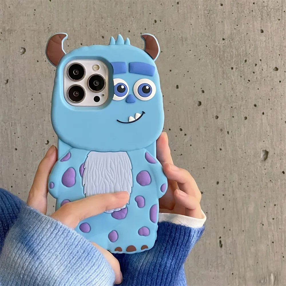 3D Cute Cartoon Anime Toy Story Sulley Phone Cases Soft Silicone Anti-drop Back Cover For iphone 14 15 Plus 11 12 13 16 Pro Max