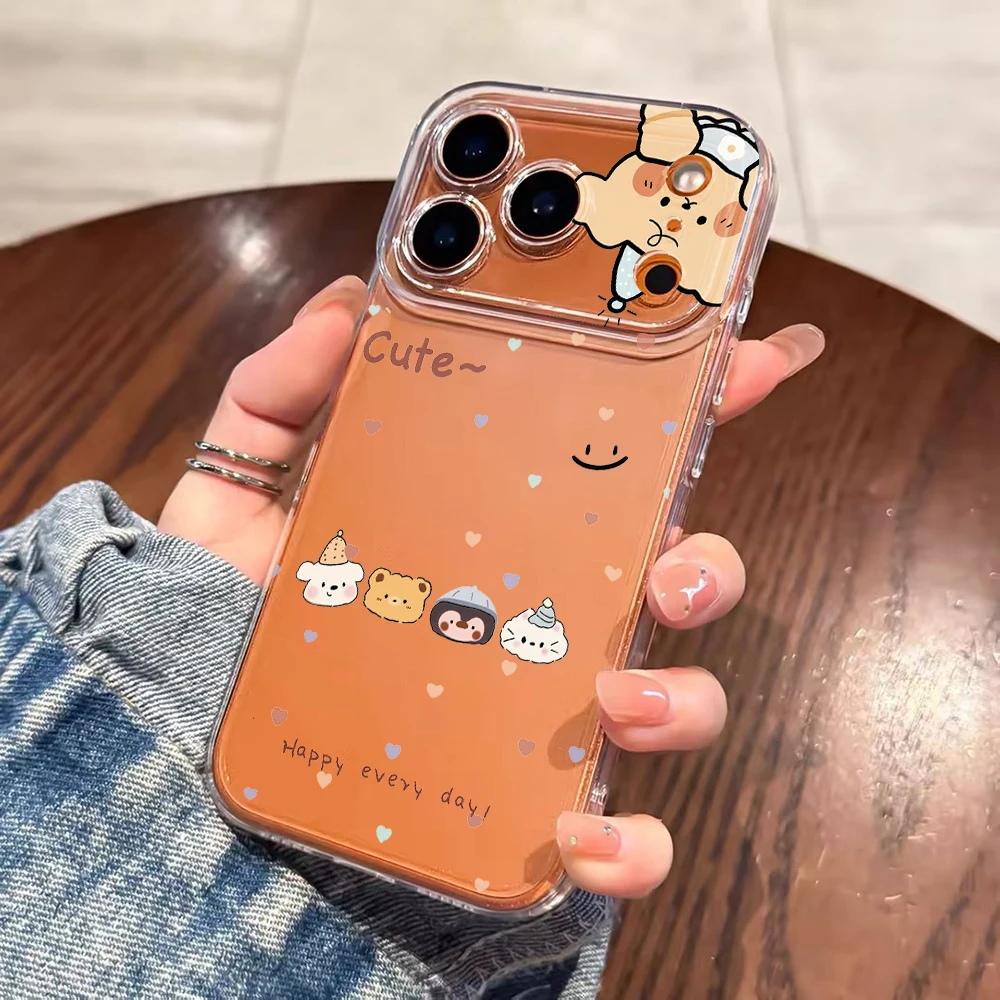 Teddy Bear Smiley Clear Phone Case For Xiaomi Redmi Note 14 Pro 13 12 Note 11 10 Pro + 13C 5G 4G Soft Shockproof TPU Cover view 4